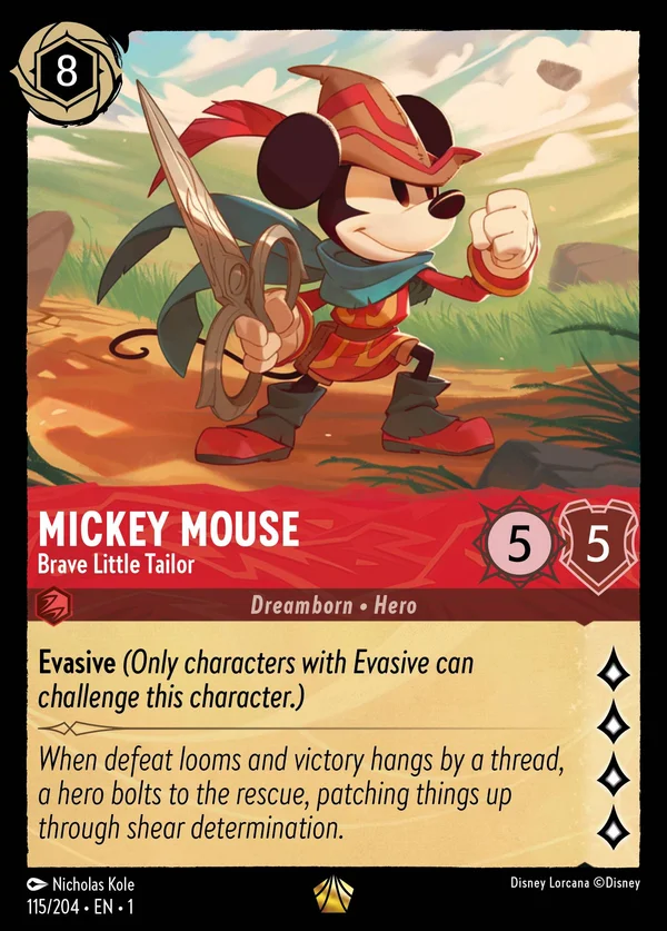 Mickey Mouse - Brave Little Tailor — Disney Lorcana Character card from The First Chapter