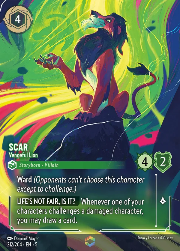 Scar - Vengeful Lion — Disney Lorcana Character card from Shimmering Skies