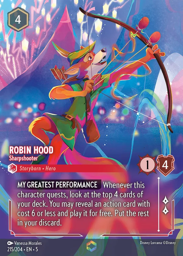 Robin Hood - Sharpshooter — Disney Lorcana Character card from Shimmering Skies
