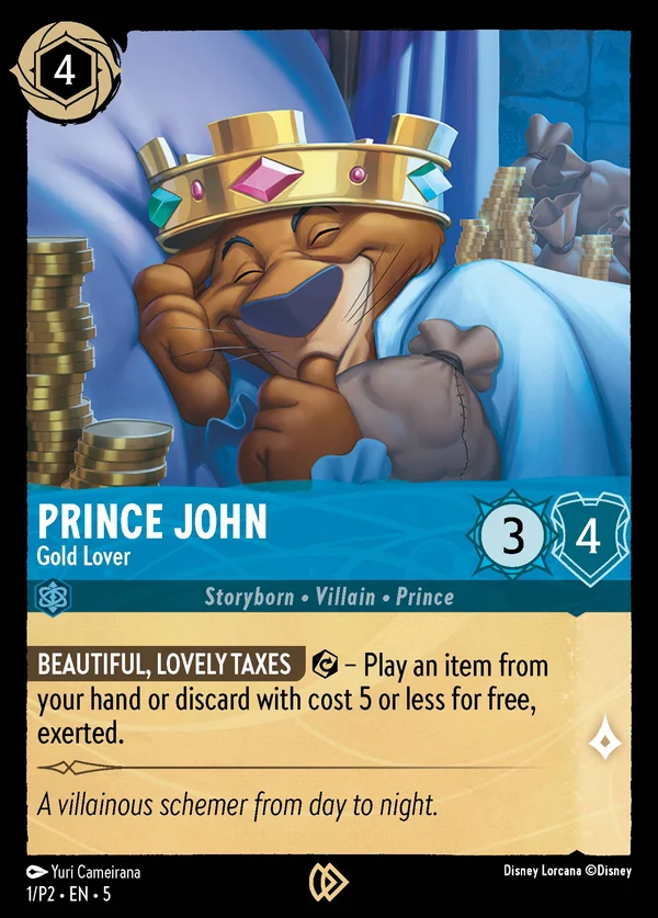 Prince John - Gold Lover — Disney Lorcana Character card from Shimmering Skies
