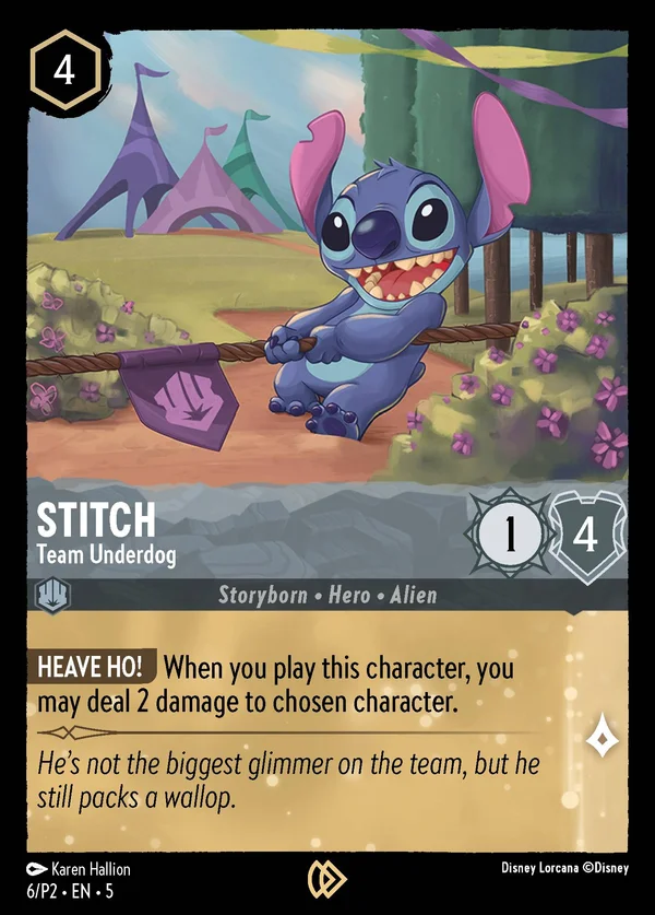 Stitch - Team Underdog — Disney Lorcana Character card from Shimmering Skies