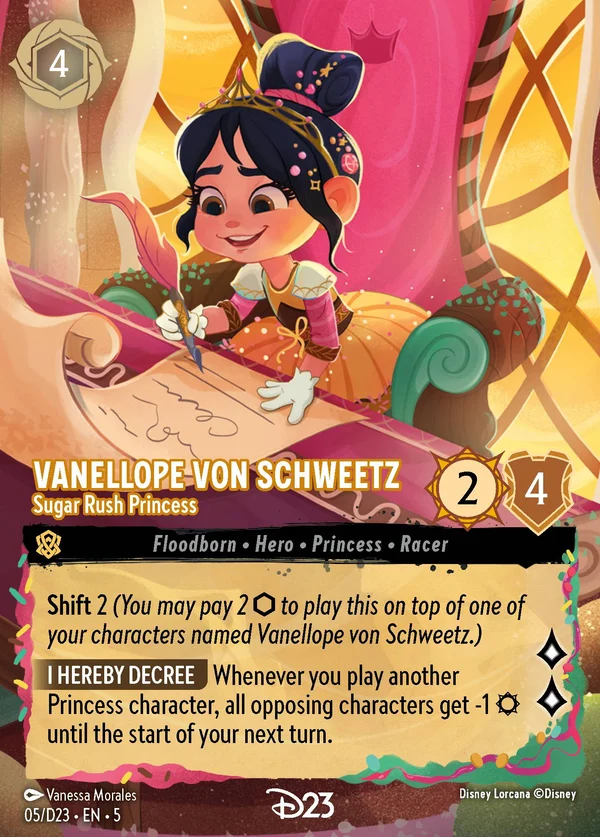 Vanellope von Schweetz - Sugar Rush Princess — Disney Lorcana Character card from Shimmering Skies