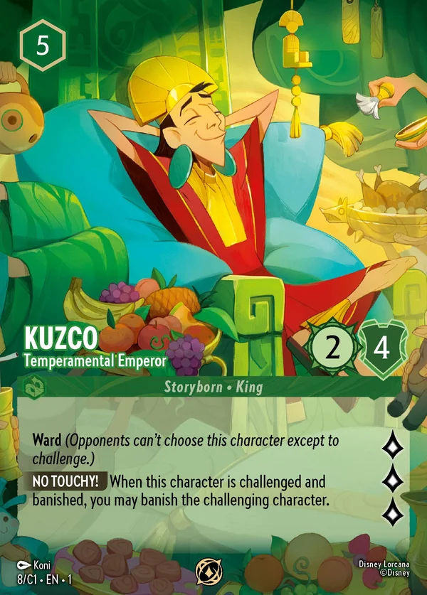 Kuzco - Temperamental Emperor — Disney Lorcana Character card from The First Chapter