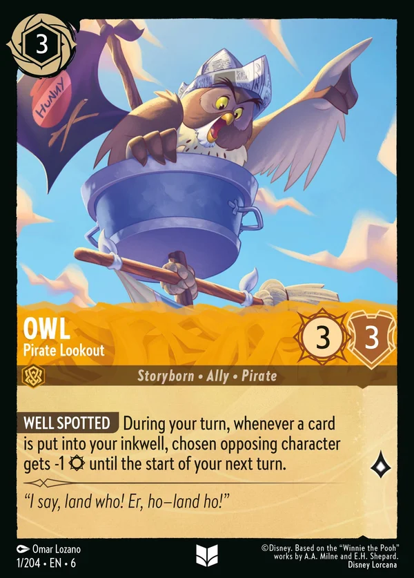 Owl - Pirate Lookout — Disney Lorcana Character card from Azurite Sea