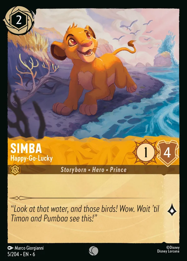 Simba - Happy-Go-Lucky — Disney Lorcana Character card from Azurite Sea