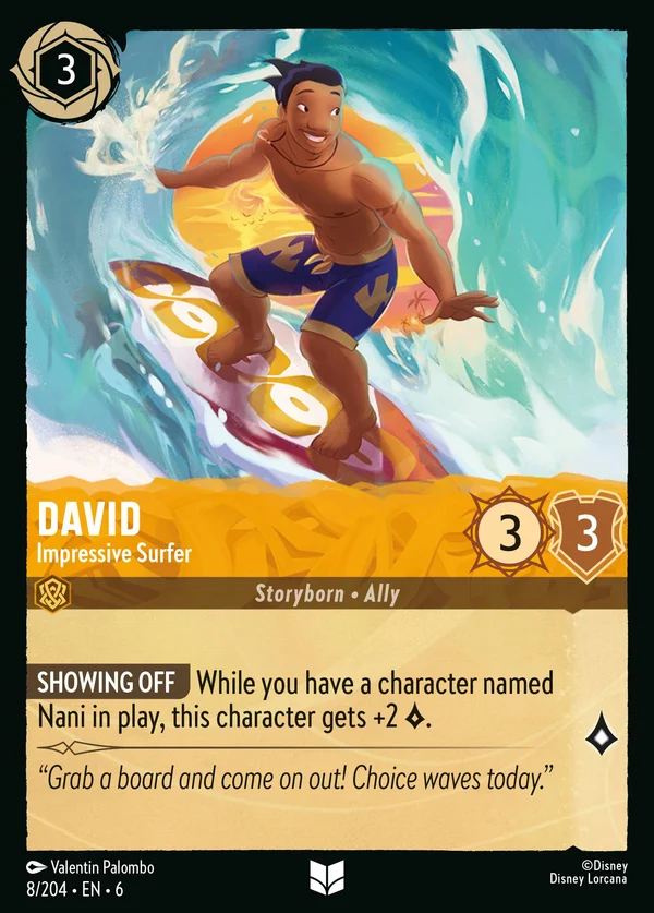 David - Impressive Surfer — Disney Lorcana Character card from Azurite Sea