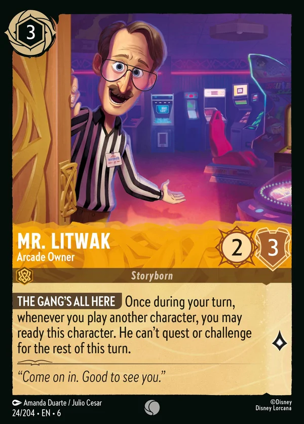 Mr. Litwak - Arcade Owner — Disney Lorcana Character card from Azurite Sea