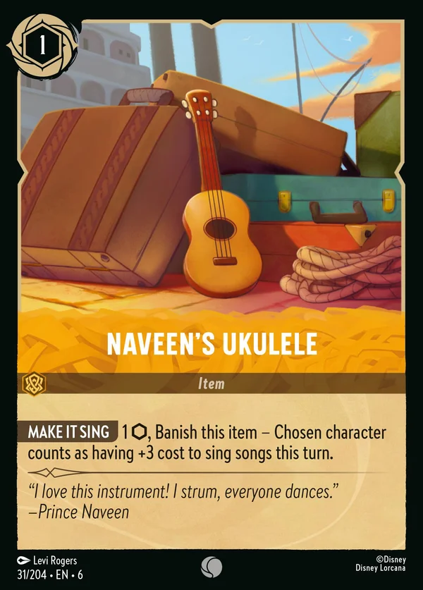 Naveen's Ukulele — Disney Lorcana Item card from Azurite Sea