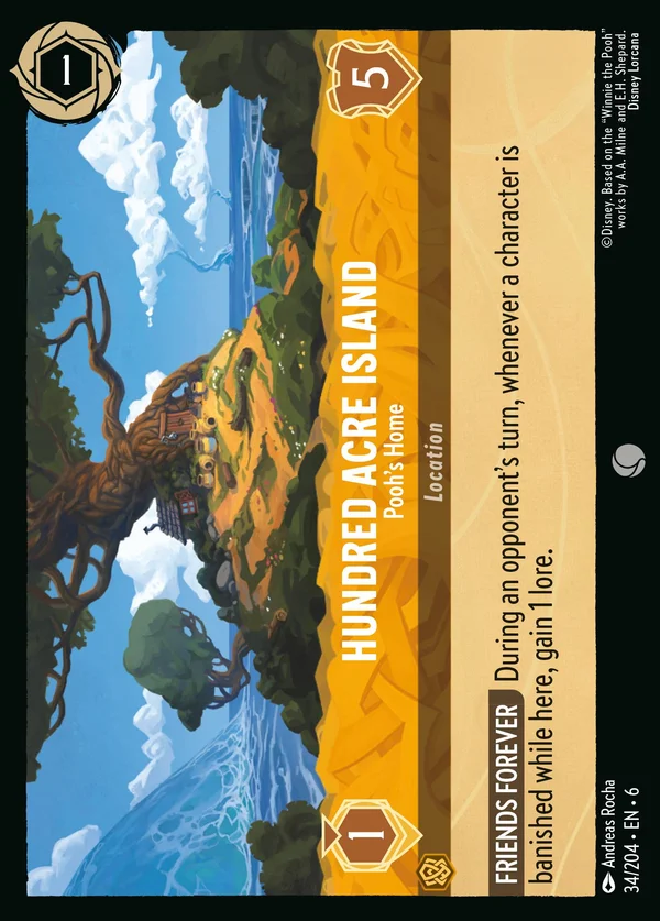 Hundred Acre Island - Pooh's Home — Disney Lorcana Location card from Azurite Sea
