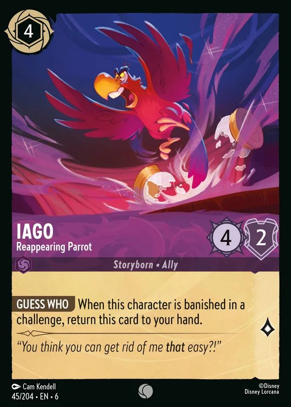 Iago - Reappearing Parrot — Disney Lorcana Character card from Azurite Sea