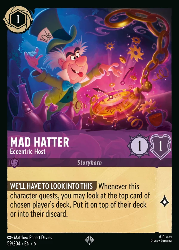 Mad Hatter - Eccentric Host — Disney Lorcana Character card from Azurite Sea