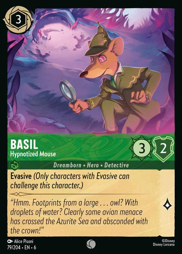 Basil - Hypnotized Mouse — Disney Lorcana Character card from Azurite Sea