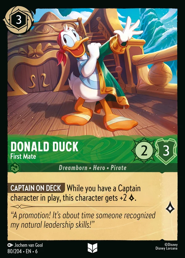 Donald Duck - First Mate — Disney Lorcana Character card from Azurite Sea