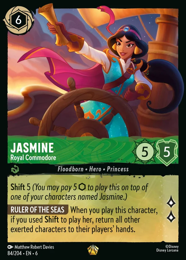 Jasmine - Royal Commodore — Disney Lorcana Character card from Azurite Sea