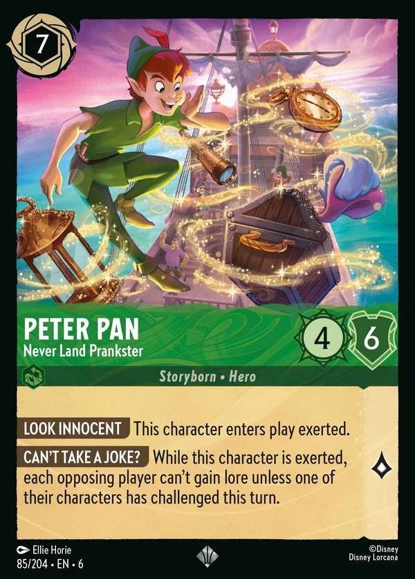 Peter Pan - Never Land Prankster — Disney Lorcana Character card from Azurite Sea