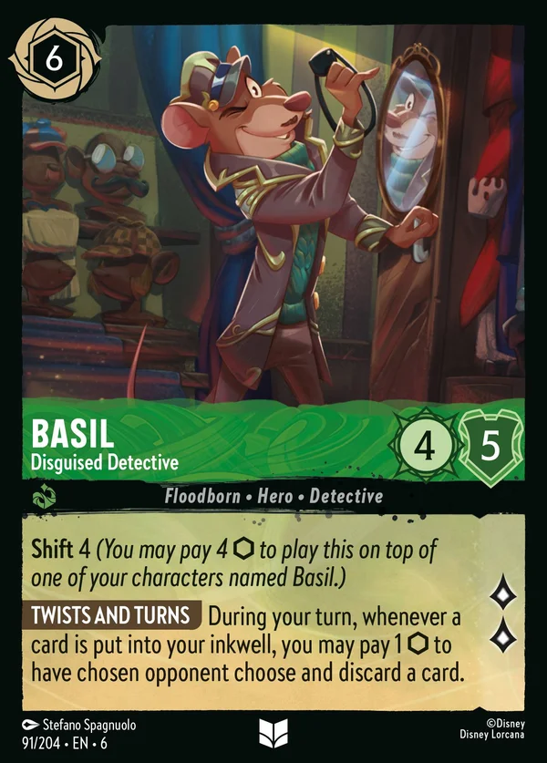 Basil - Disguised Detective — Disney Lorcana Character card from Azurite Sea