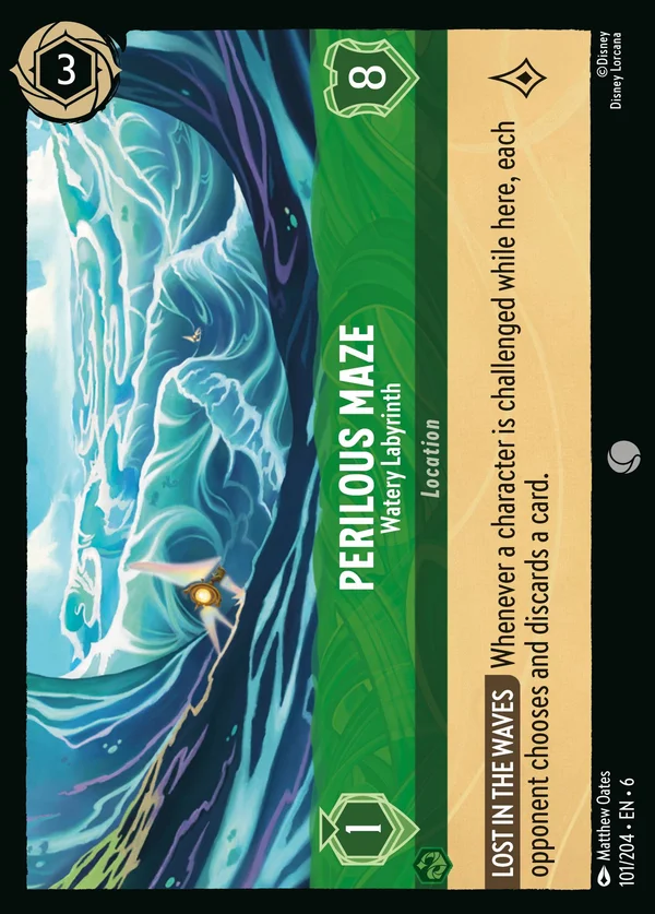 Perilous Maze - Watery Labyrinth — Disney Lorcana Location card from Azurite Sea