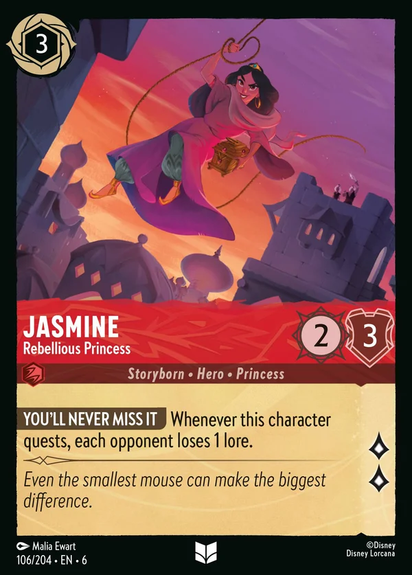 Jasmine - Rebellious Princess — Disney Lorcana Character card from Azurite Sea