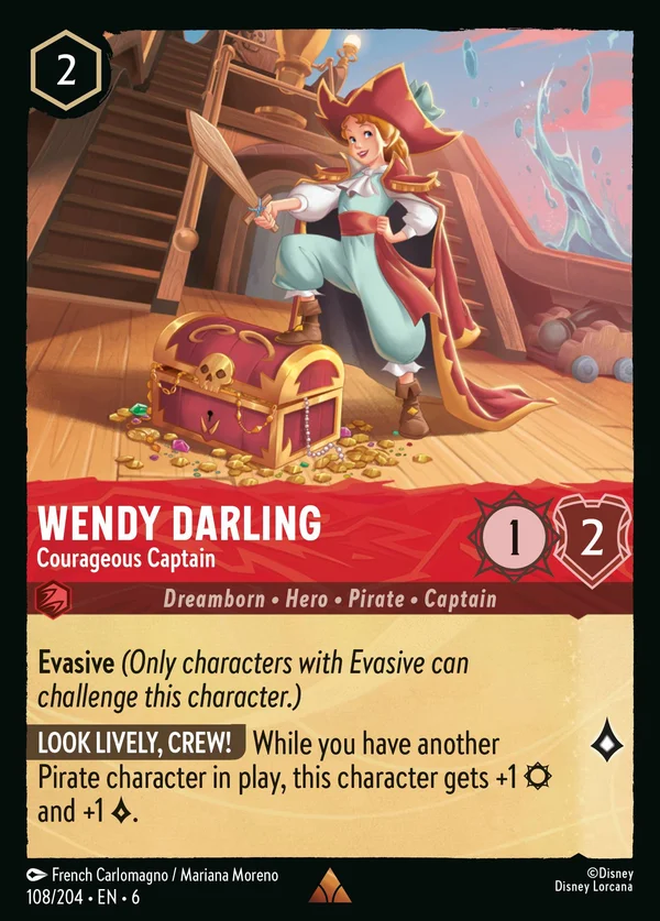 Wendy Darling - Courageous Captain — Disney Lorcana Character card from Azurite Sea