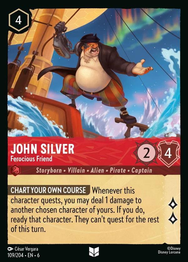 John Silver - Ferocious Friend — Disney Lorcana Character card from Azurite Sea