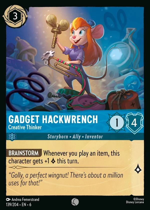 Gadget Hackwrench - Creative Thinker — Disney Lorcana Character card from Azurite Sea