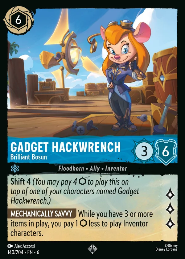 Gadget Hackwrench - Brilliant Bosun — Disney Lorcana Character card from Azurite Sea