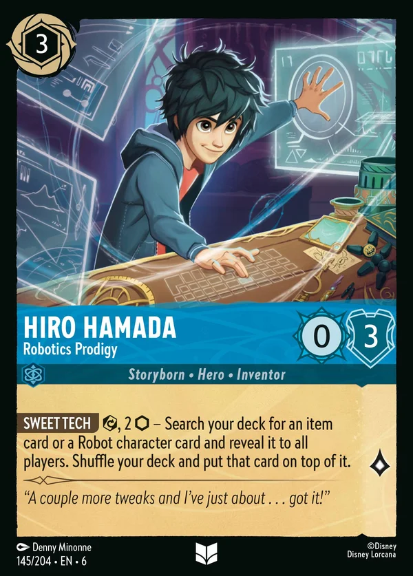 Hiro Hamada - Robotics Prodigy — Disney Lorcana Character card from Azurite Sea