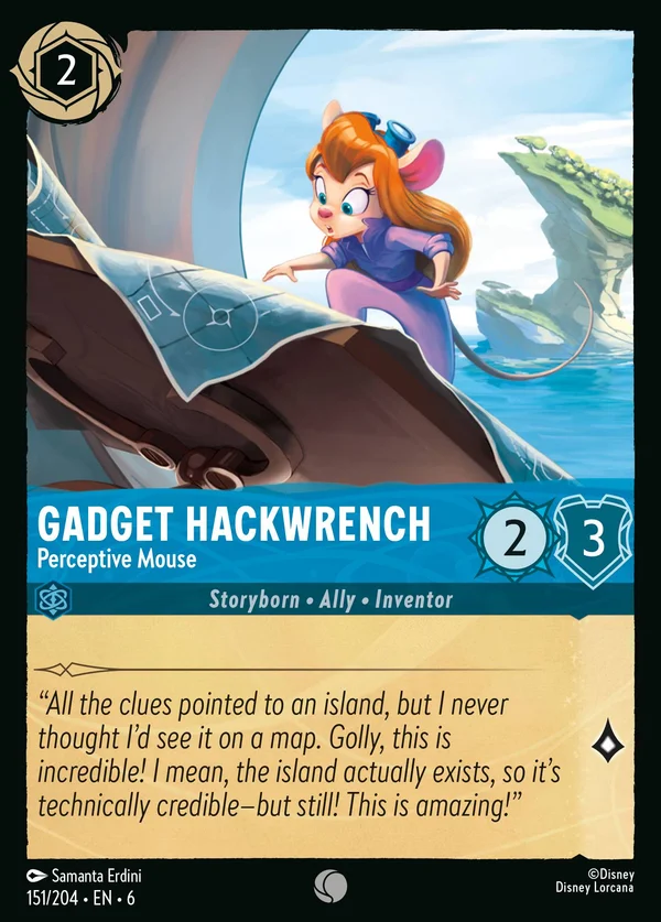 Gadget Hackwrench - Perceptive Mouse — Disney Lorcana Character card from Azurite Sea