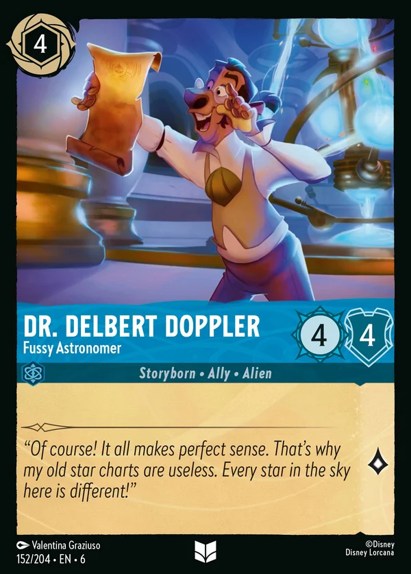 Dr. Delbert Doppler - Fussy Astronomer — Disney Lorcana Character card from Azurite Sea
