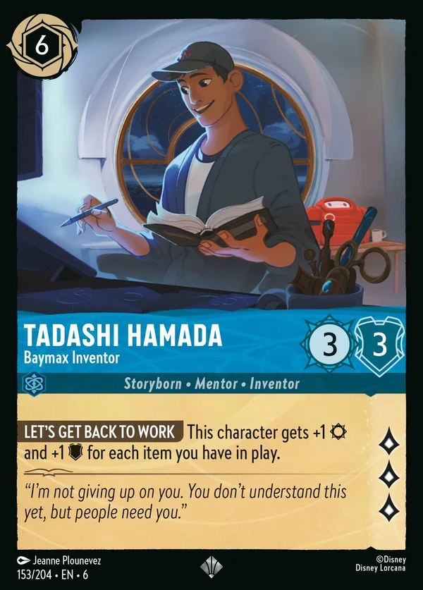 Tadashi Hamada - Baymax Inventor — Disney Lorcana Character card from Azurite Sea