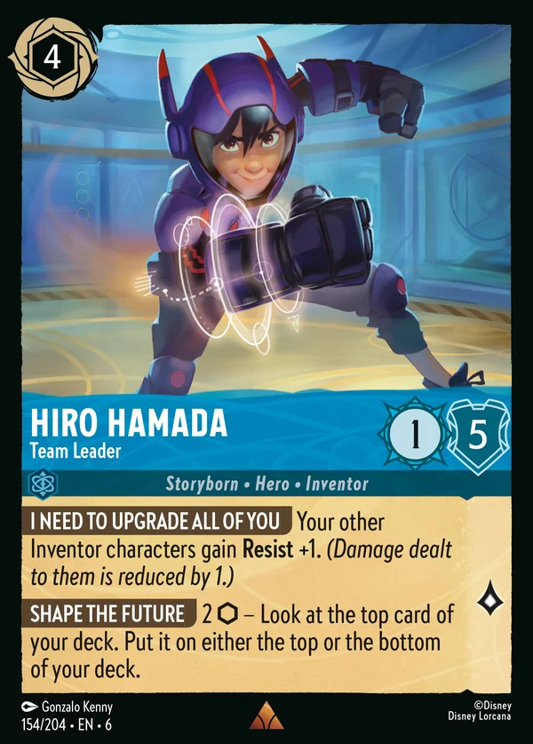 Hiro Hamada - Team Leader — Disney Lorcana Character card from Azurite Sea