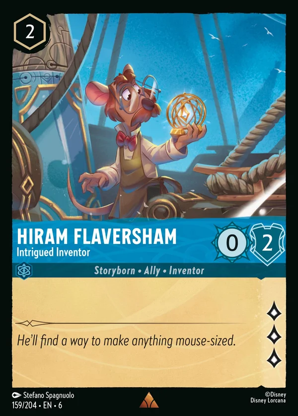 Hiram Flaversham - Intrigued Inventor — Disney Lorcana Character card from Azurite Sea
