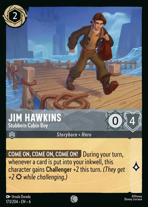 Jim Hawkins - Stubborn Cabin Boy — Disney Lorcana Character card from Azurite Sea