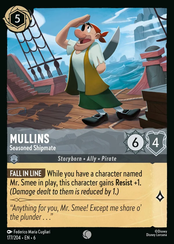 Mullins - Seasoned Shipmate — Disney Lorcana Character card from Azurite Sea