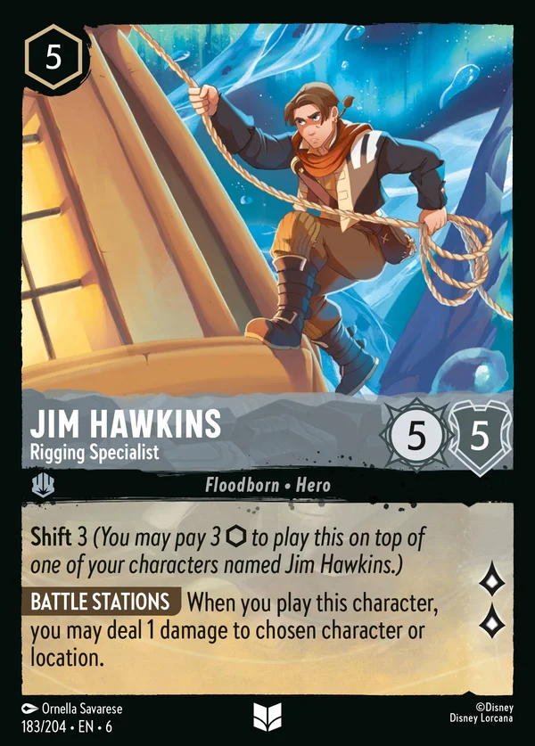 Jim Hawkins - Rigging Specialist — Disney Lorcana Character card from Azurite Sea