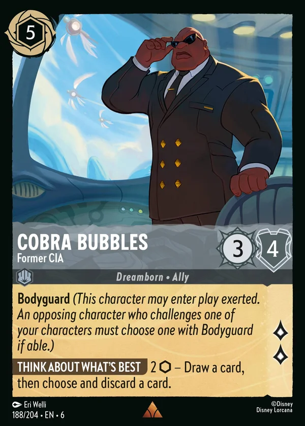 Cobra Bubbles - Former CIA — Disney Lorcana Character card from Azurite Sea