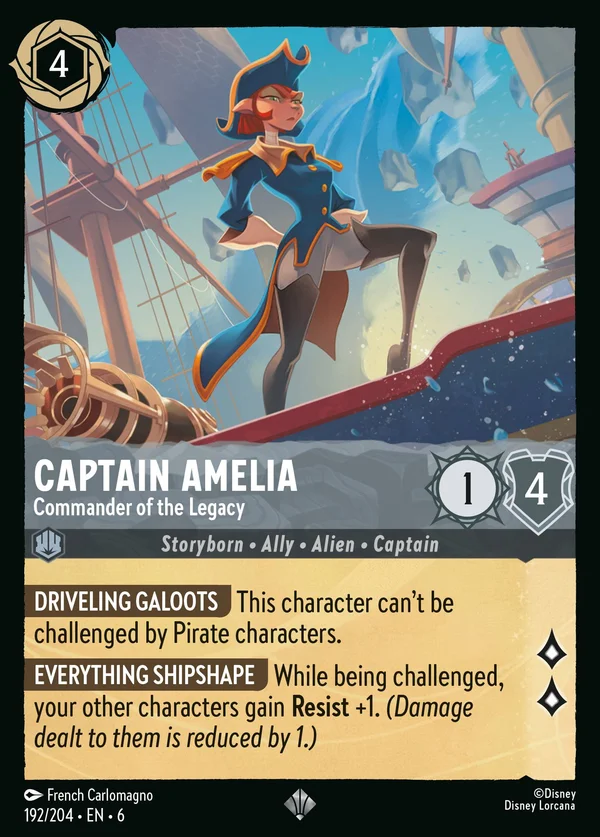 Captain Amelia - Commander of the Legacy — Disney Lorcana Character card from Azurite Sea