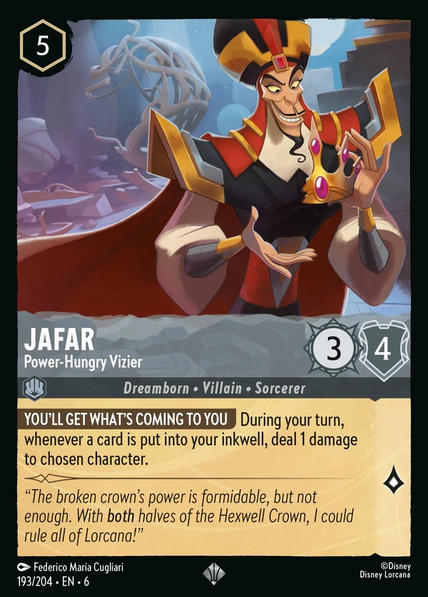 Jafar - Power-Hungry Vizier — Disney Lorcana Character card from Azurite Sea