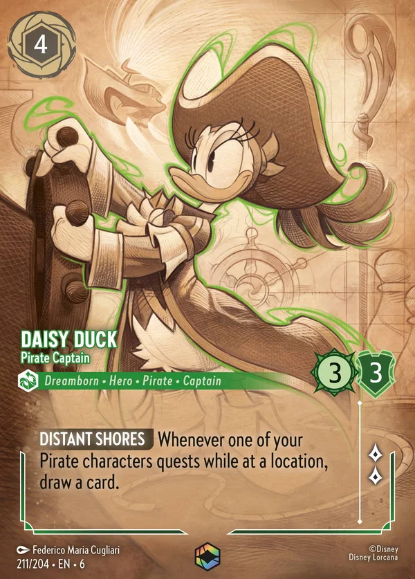 Daisy Duck - Pirate Captain — Disney Lorcana Character card from Azurite Sea
