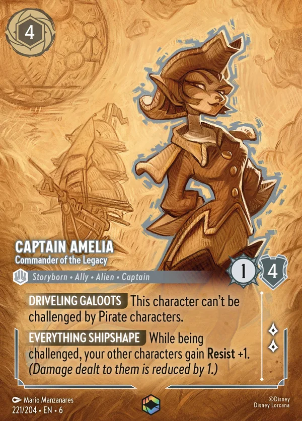 Captain Amelia - Commander of the Legacy — Disney Lorcana Character card from Azurite Sea