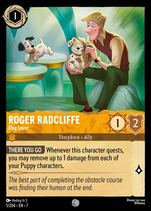 Roger Radcliffe - Dog Lover — Disney Lorcana Character card from Archazia's Island