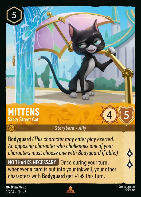 Mittens - Sassy Street Cat — Disney Lorcana Character card from Archazia's Island
