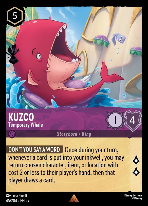 Kuzco - Temporary Whale — Disney Lorcana Character card from Archazia's Island