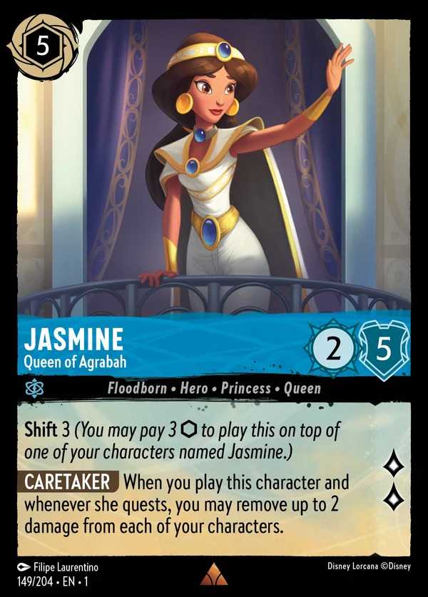 Jasmine - Queen of Agrabah — Disney Lorcana Character card from The First Chapter