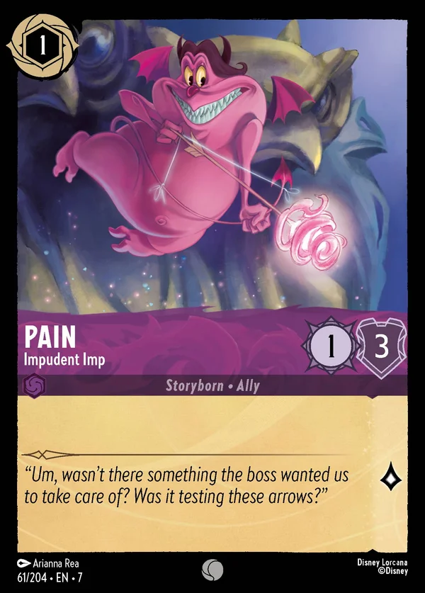 Pain - Impudent Imp — Disney Lorcana Character card from Archazia's Island