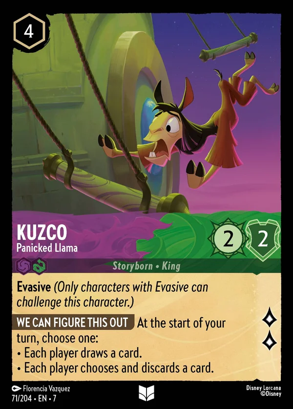 Kuzco - Panicked Llama — Disney Lorcana Character card from Archazia's Island