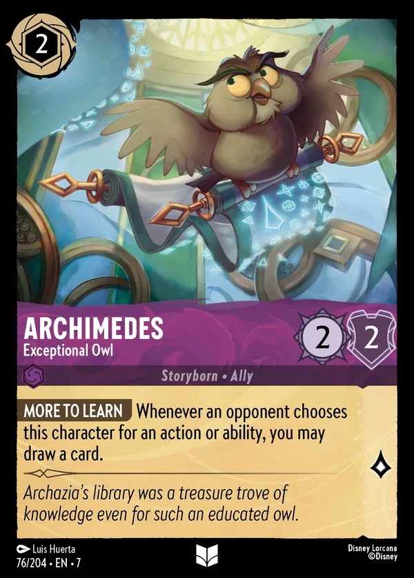 Archimedes - Exceptional Owl — Disney Lorcana Character card from Archazia's Island