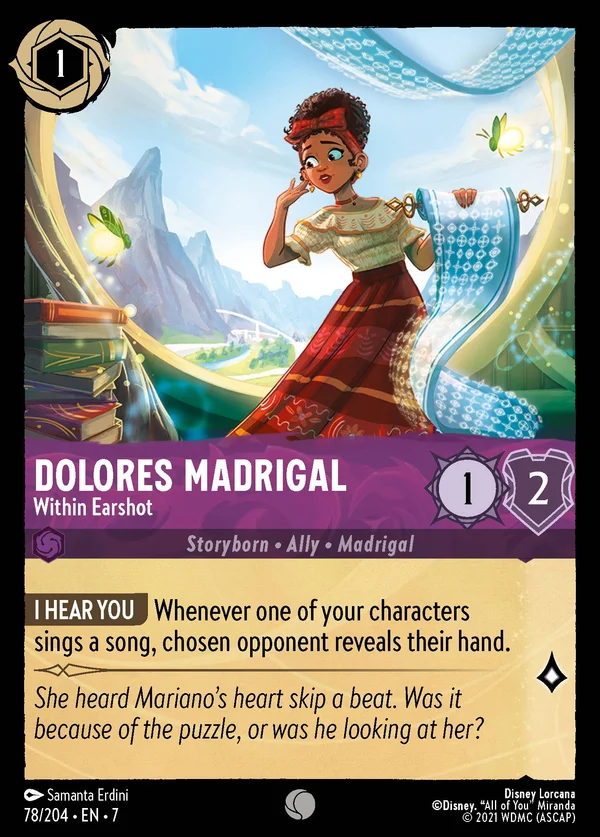 Dolores Madrigal - Within Earshot — Disney Lorcana Character card from Archazia's Island