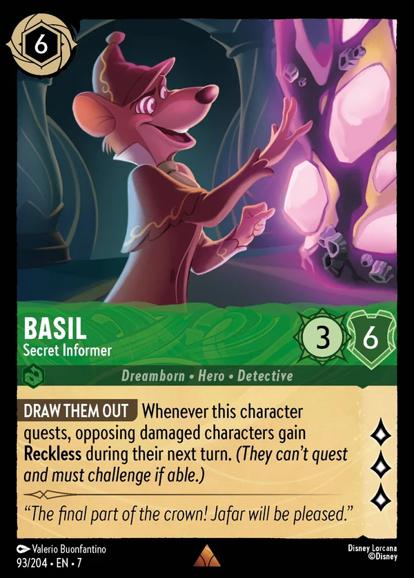 Basil - Secret Informer — Disney Lorcana Character card from Archazia's Island