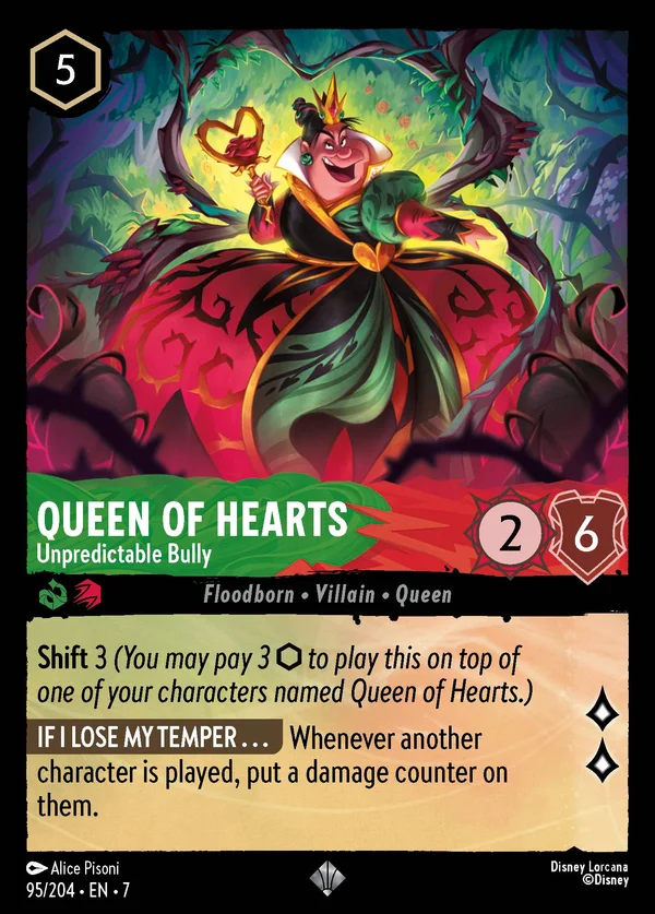 Queen of Hearts - Unpredictable Bully — Disney Lorcana Character card from Archazia's Island